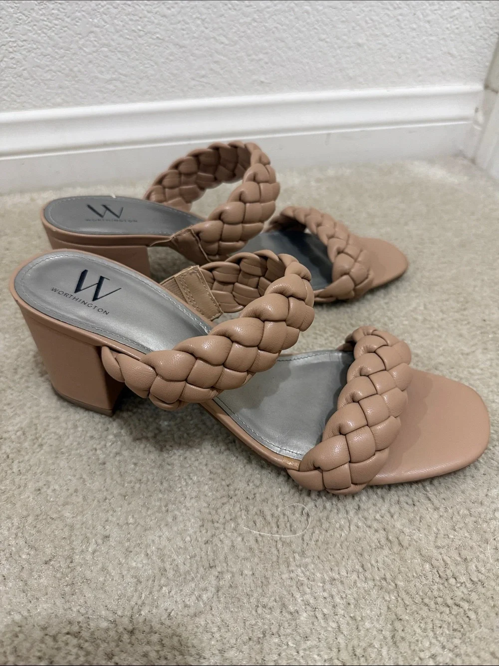 Worthington Braided Nude Block Heel Sandals
